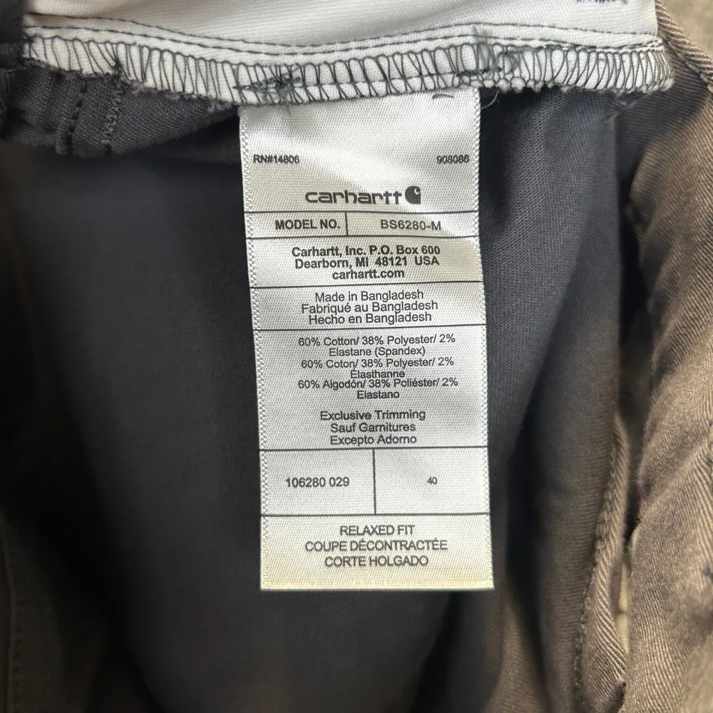 Carhartt Mens Relaxed Fit Canvas Stretch Work Shorts Gray BS6280-M Size 40